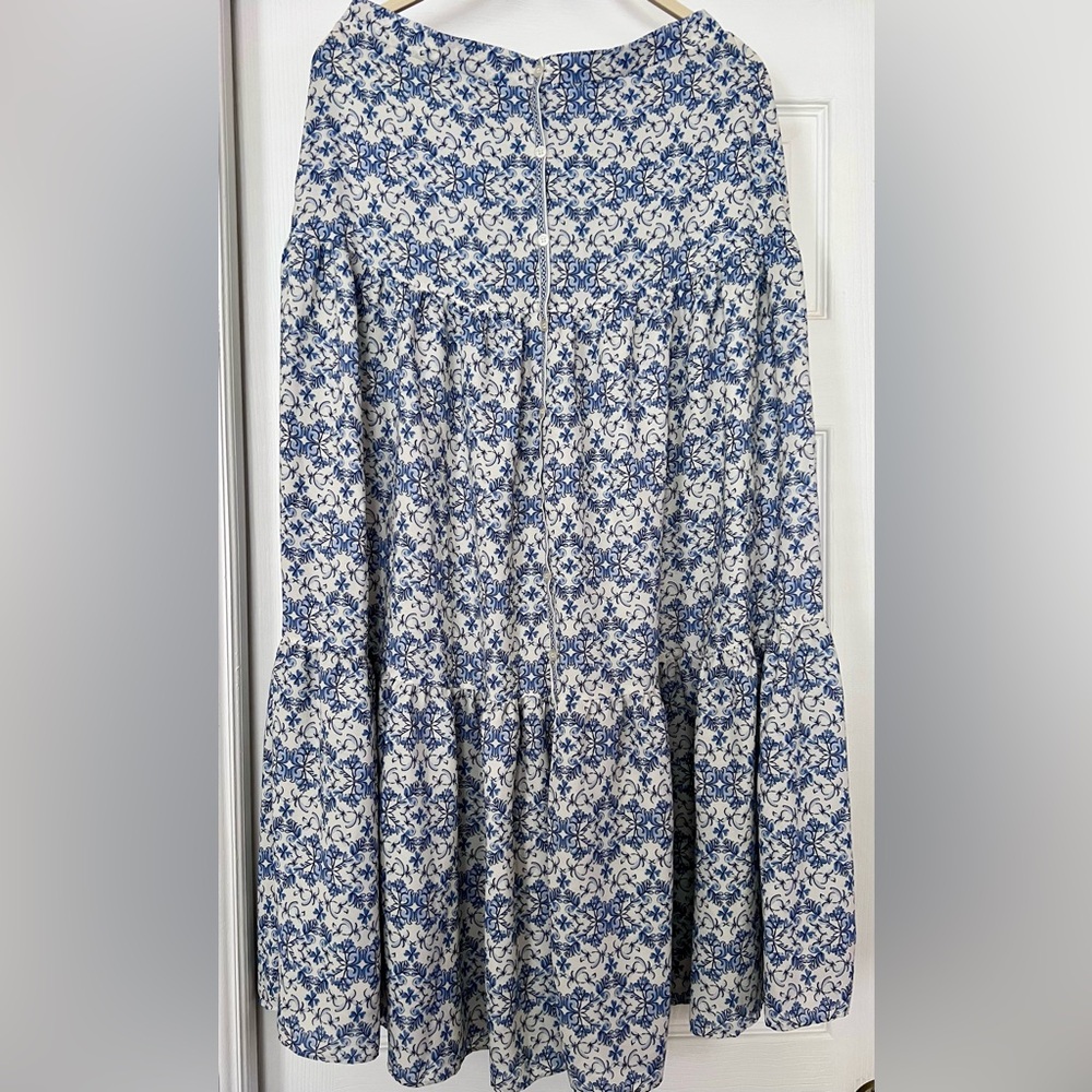 Max Studio Blue and White A-Line Skirt